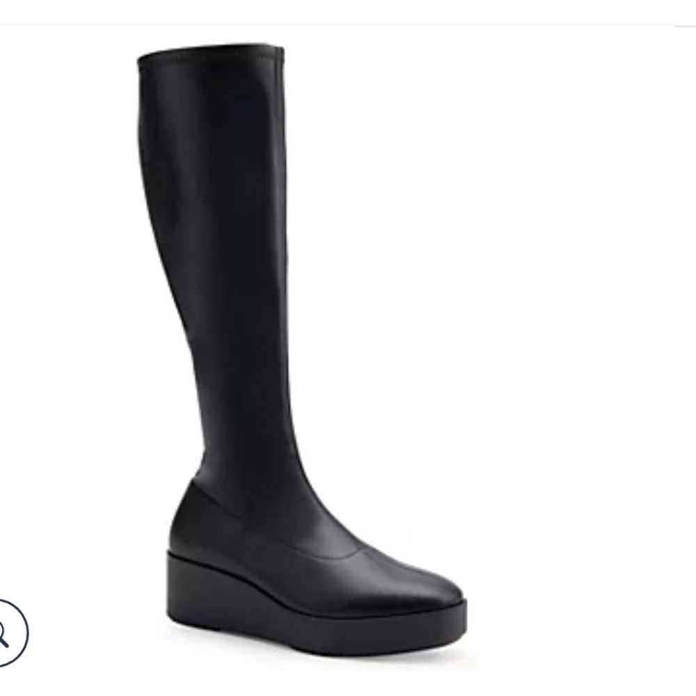 AEROSOLES Black Knee-High Wedge Boots